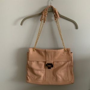 Kate Landry large baby pink leather handbag